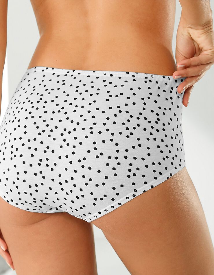 Culotte coton maxi imprimée pois - lot de 6 (noir / blanc) Culotte coton maxi imprimée pois - lot de 6 (noir / blanc)