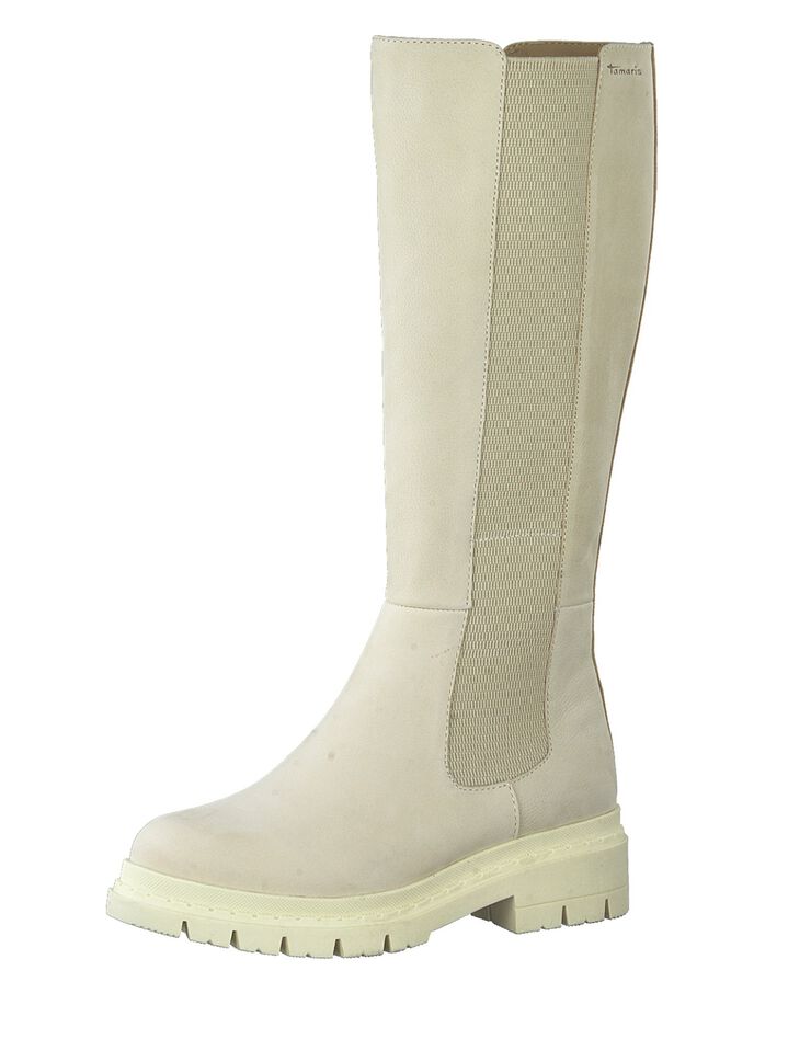 Bottes hautes cuir chunky - semelle crantée (ivoire) Bottes hautes cuir chunky - semelle crantée (ivoire)