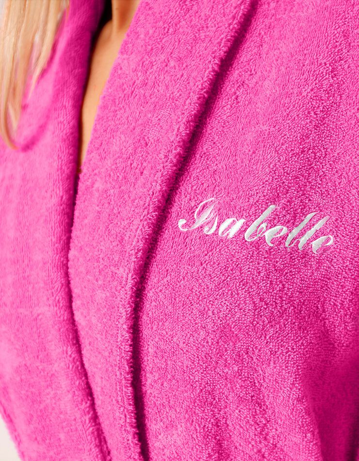 Peignoir mixte adulte éponge bouclette col châle personnalisable (fuchsia)