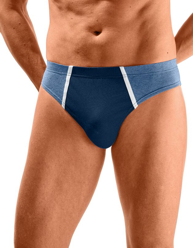 Slip fermé taille basse - lot de 8 assortis (marine / bleu)