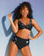 Haut de maillot de bain Davao forme foulard imprimé pois - avec armatures flexibles (noir / blanc)