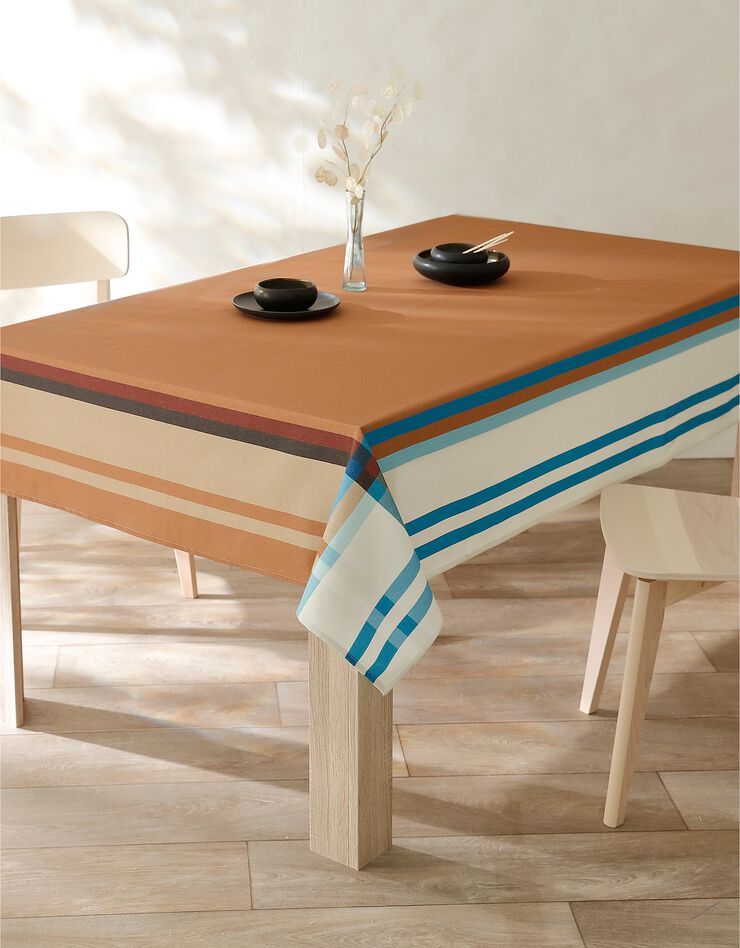 Nappe fabriquée en France, motif carreaux Havanne - coton biologique(1) (havane)