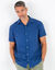 Chemise coton lin manches courtes boutonnée (bleu denim)
