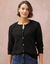 Gilet boutonn&eacute;, maille moelleuse en laine m&eacute;lang&eacute;e (noir)