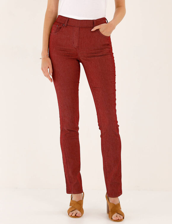 Pantalon stretch coutures affinantes (prune)