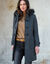 Duffle-coat capuche fausse fourrure uni (anthracite chin&eacute;)