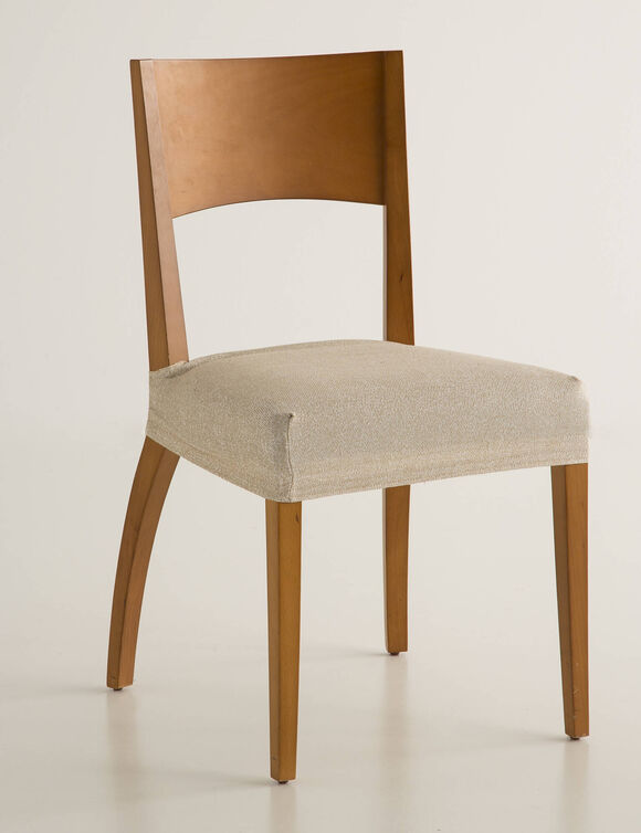 Housse assise de chaise extensible jacquard chin&eacute; (beige)