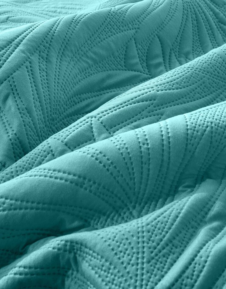 Couvre-lit uni matelassé reliéfé "feuillage" (vert d'eau)
