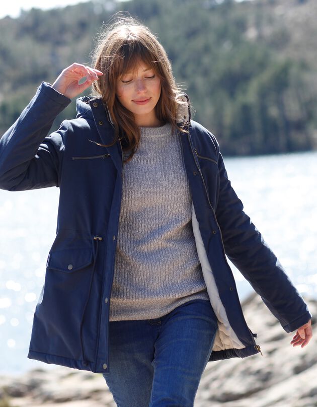 Parka déperlante doublée maille polaire (marine)