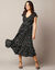 Robe longue crêpe, imprimé pois (noir / écru)