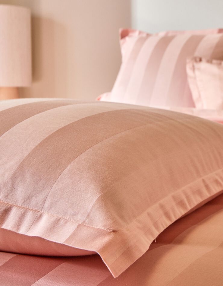 Linge de lit satin rayé (rose blush)