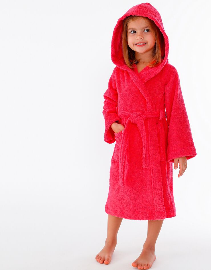 Peignoir enfant éponge bouclette à capuche (corail) Peignoir enfant éponge bouclette à capuche (corail)