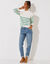 Pull rayé, col broderie anglaise (écru / vert)