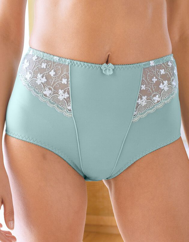 Gainette microfibre tulle brodé Caminata (vert grisé)