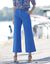 Pantalon large raccourci uni (bleu dur)