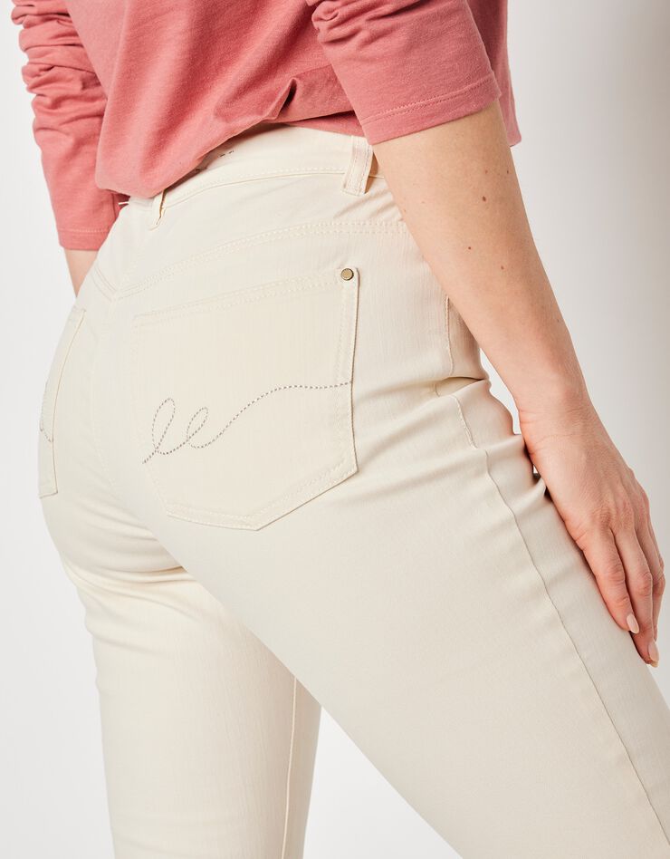 Pantalon droit uni, twill stretch (écru) Pantalon droit uni, twill stretch (écru)