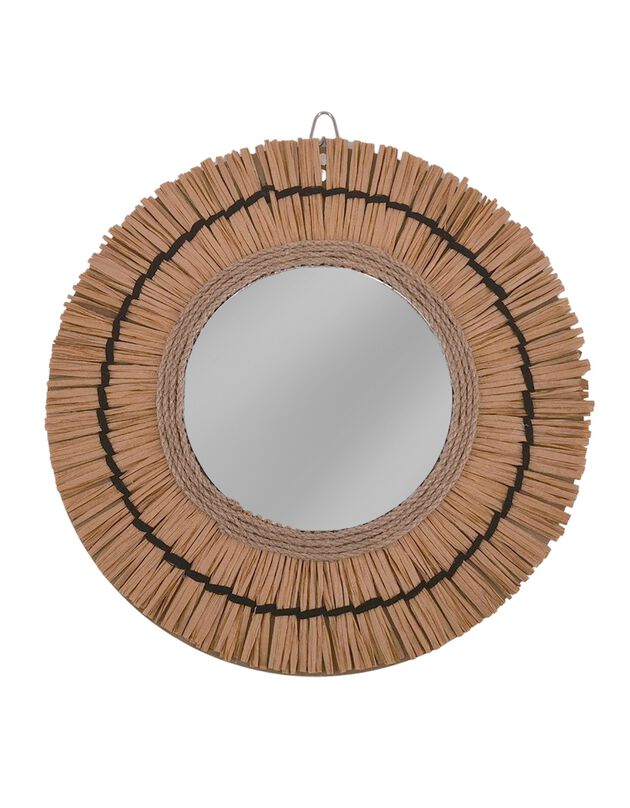 Miroir mural rond effet raphia (naturel)