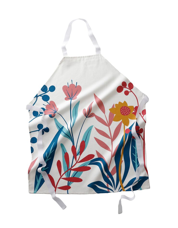 Tablier fabriqué en France, motif Fleurs spectaculaires - coton biologique(1) (bleu grisé) Tablier fabriqué en France, motif Fleurs spectaculaires - coton biologique(1) (bleu grisé)
