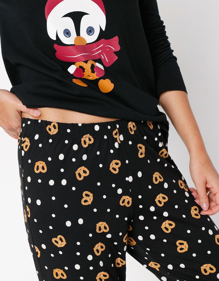 Pyjama imprimé "pingouin" avec pochon assorti offert (noir) Pyjama imprimé "pingouin" avec pochon assorti offert (noir)
