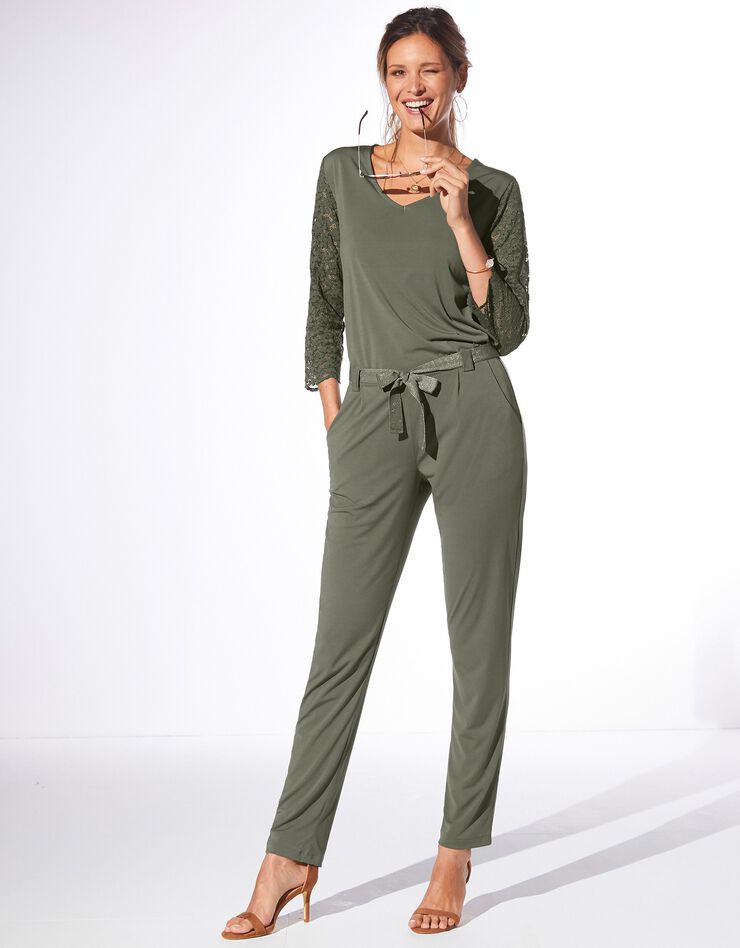 Pantalon coupe droite uni, maille (bronze) Pantalon coupe droite uni, maille (bronze)