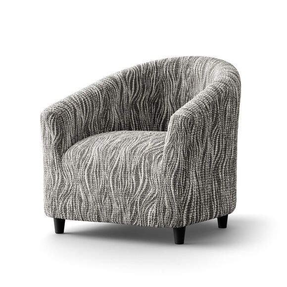 Housse microfibre bi-extensible imprimé vague spéciale fauteuil cabriolet (gris)