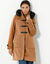 Duffle-coat capuche fausse fourrure uni (caramel)