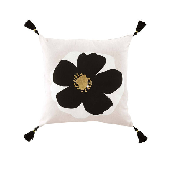Coussin imprimé marguerite (écru / noir)