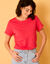 T-shirt manches courtes à revers (framboise)