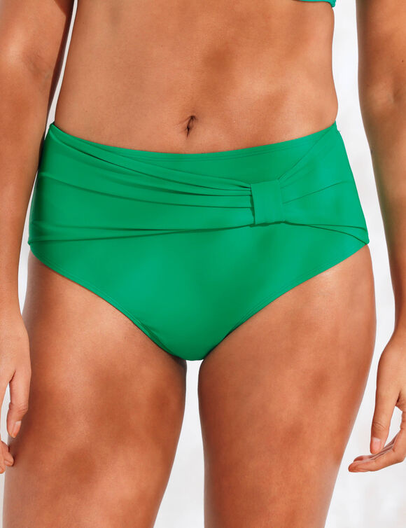 Culotte taille haute drap&eacute;e unie, Solaro (vert)