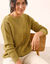 Pull torsadé, maille anglaise (vert mousse)