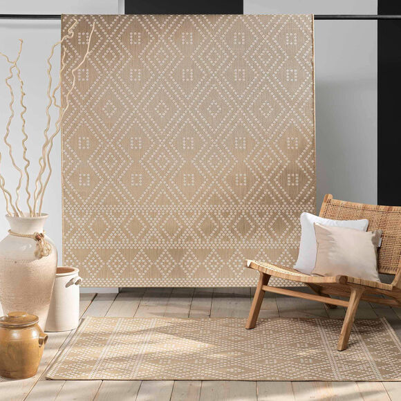 Tapis rectangulaire motifs graphiques (naturel)