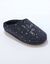 Chaussons mules polaire brodés texte (bleu nuit)