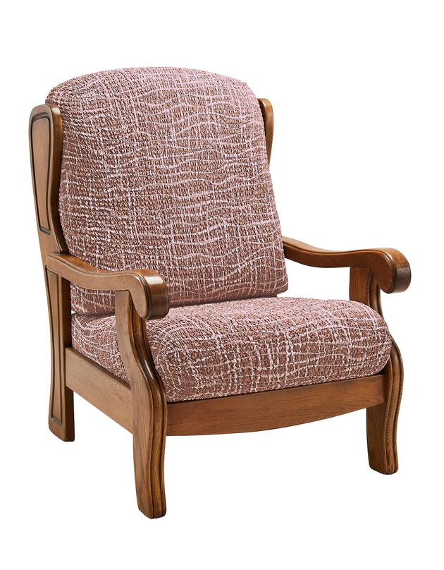 Housse microfibre bi-extensible motifs graphique spéciale fauteuil rustique  (chocolat)