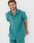 Chemise coton lin manches courtes boutonn&eacute;e (aqua)