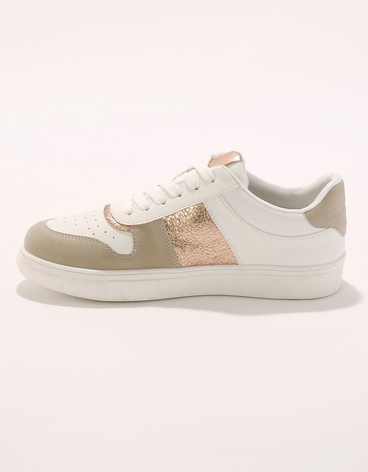 Baskets platefome à empiècements cuivrés - blanc/beige (blanc / beige)