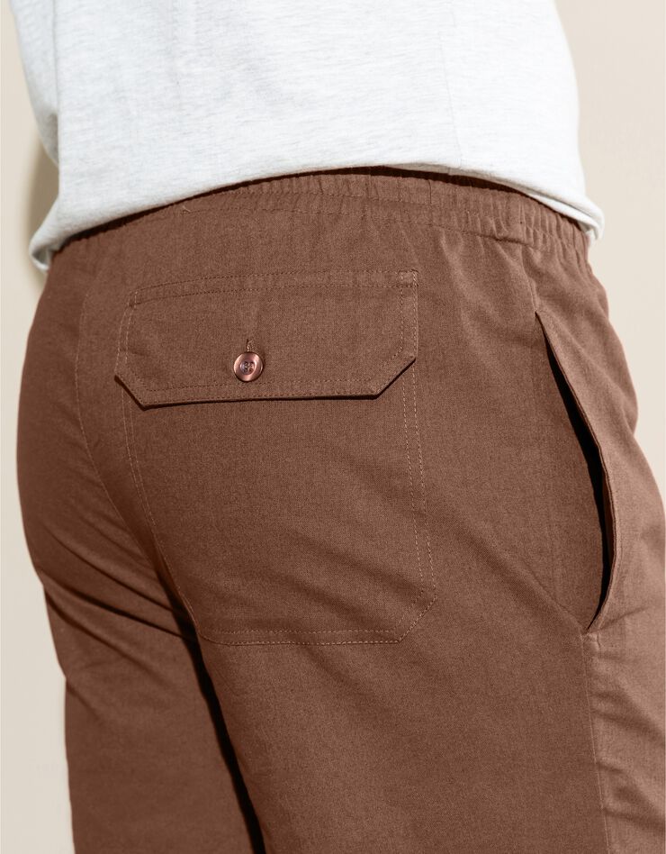 Pantalon toile taille élastiquée (taupe)
