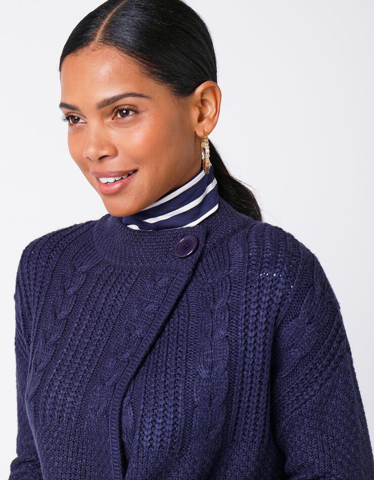 Gilet cape maille fantaisie - fermeture asymétrique (marine) Gilet cape maille fantaisie - fermeture asymétrique (marine)