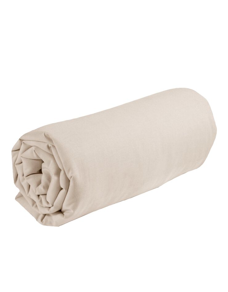 Drap-housse uni coton bonnet 32 cm (sable)