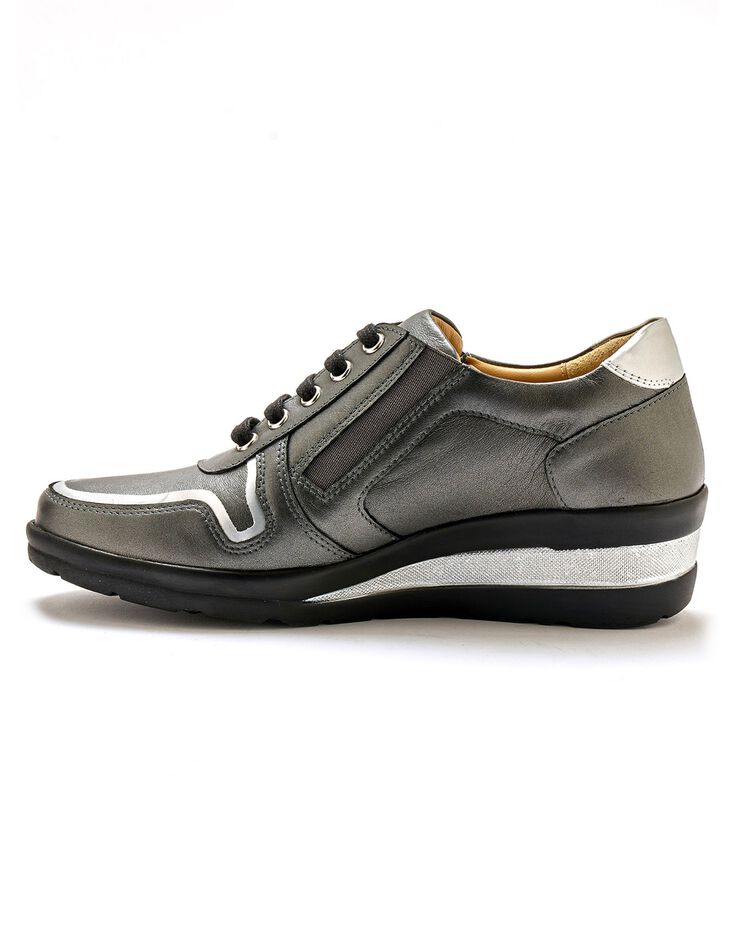 Derbies largeur confort en cuir détails métallisés (gris) Derbies largeur confort en cuir détails métallisés (gris)