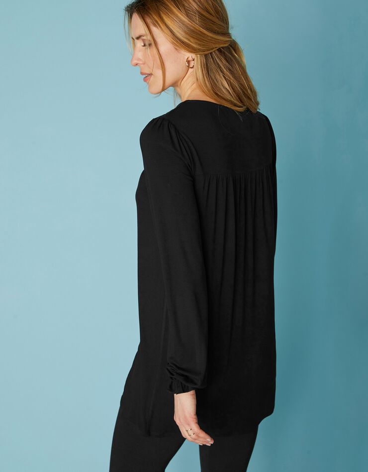 Tunique col V dentelle jersey (noir) Tunique col V dentelle jersey (noir)