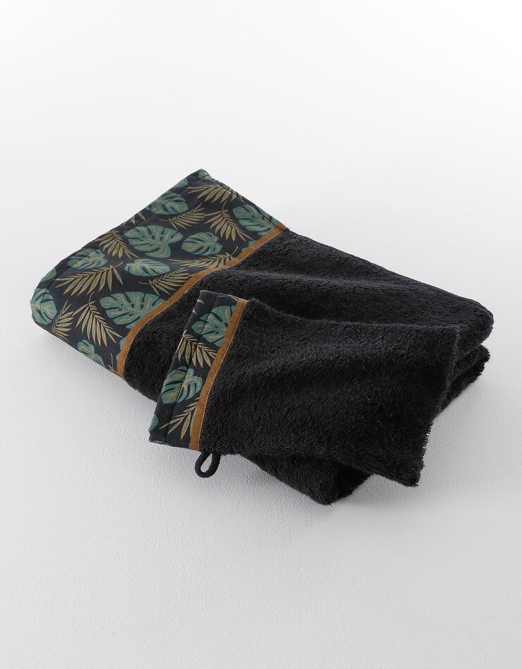 Éponge coton liteau motif jungle - 420 g/m² (noir) Éponge coton liteau motif jungle - 420 g/m² (noir)