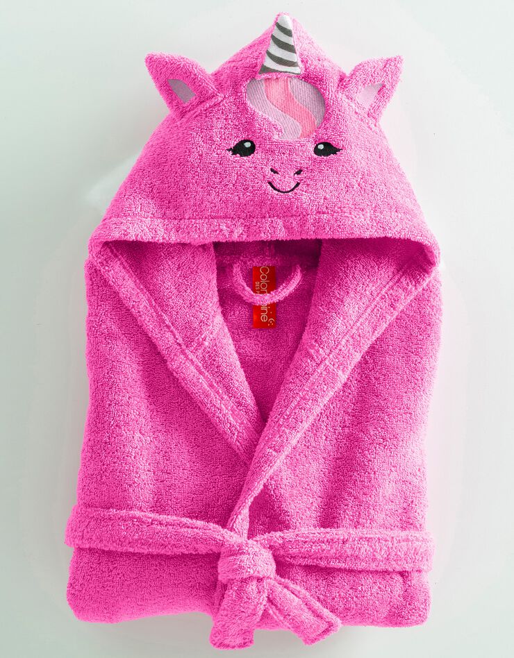 Peignoir de bain enfant licorne à capuche éponge coton - 340 g/m² (fuchsia) Peignoir de bain enfant licorne à capuche éponge coton - 340 g/m² (fuchsia)