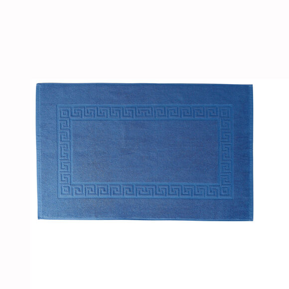Tapis de bain éponge liteau motif frise grecque (bleu dur)