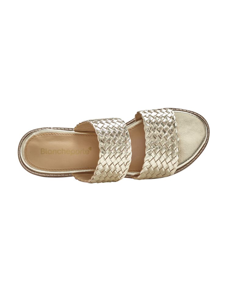 Mules plates en cuir tressé. (doré) Mules plates en cuir tressé. (doré)