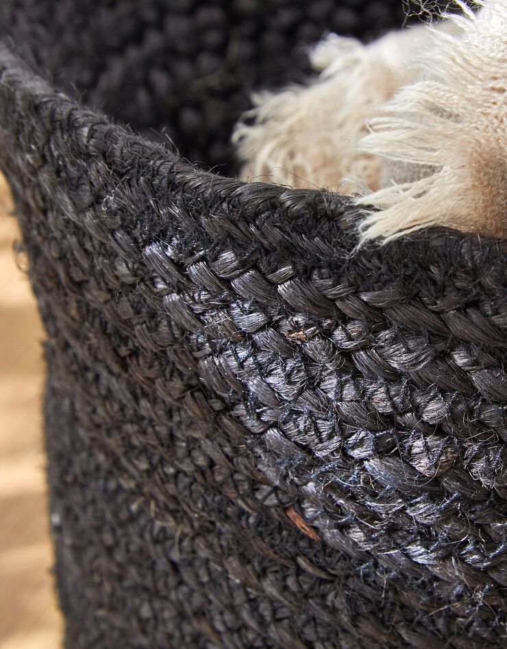 Panier pliable jute tressé noir (noir) Panier pliable jute tressé noir (noir)