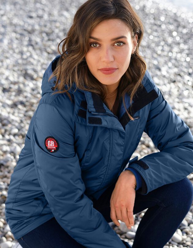 Parka imperméable doublée polaire unie (bleu grisé)