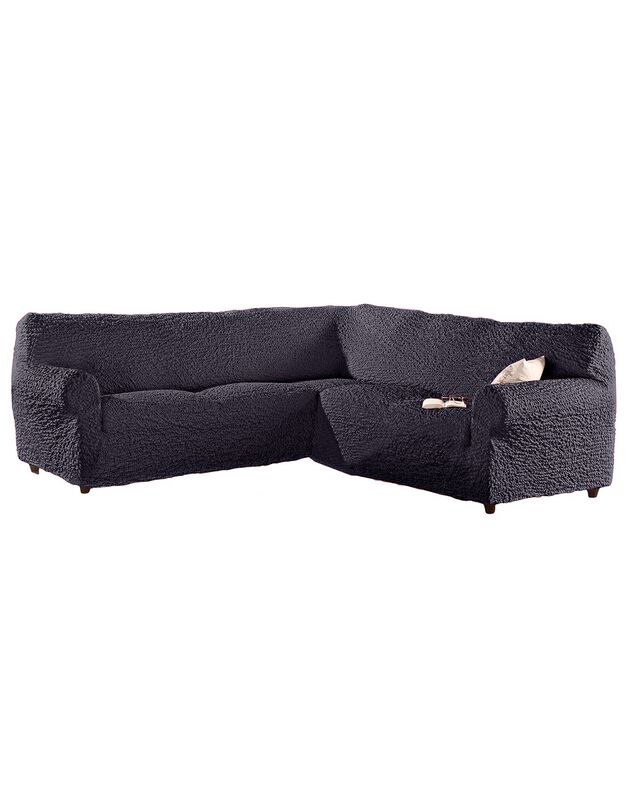 Housse gaufrée bi-extensible spéciale canapé d'angle (anthracite)