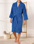 Peignoir mixte adulte col kimono éponge bouclette  (bleu dur)