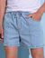 Short denim léger taille élastiquée (bleached)
