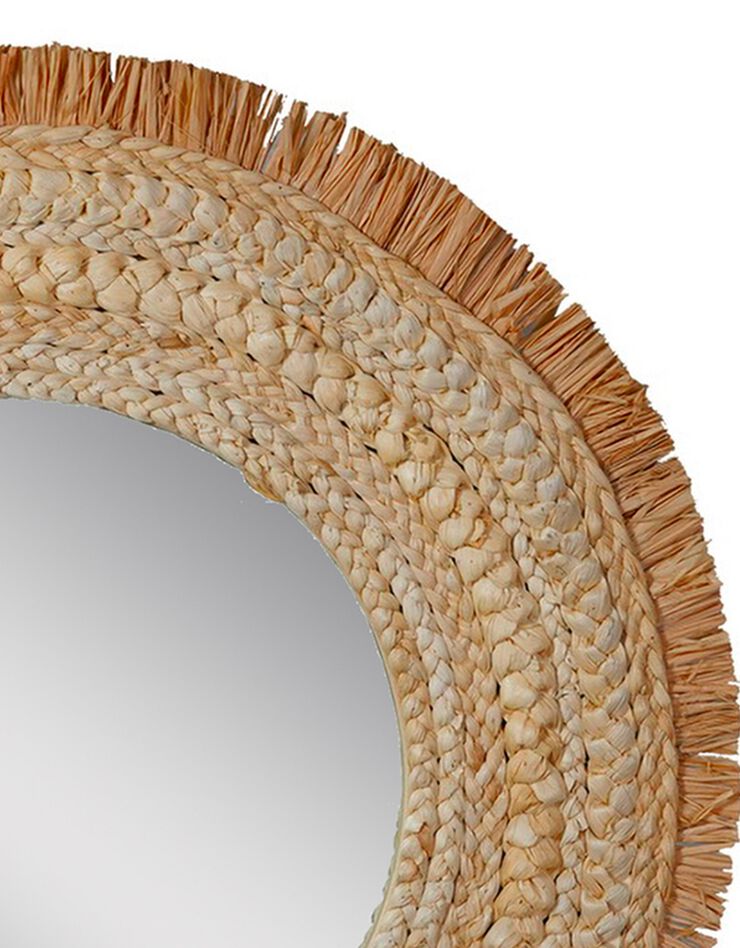 Miroir mural rond effet raphia (naturel)